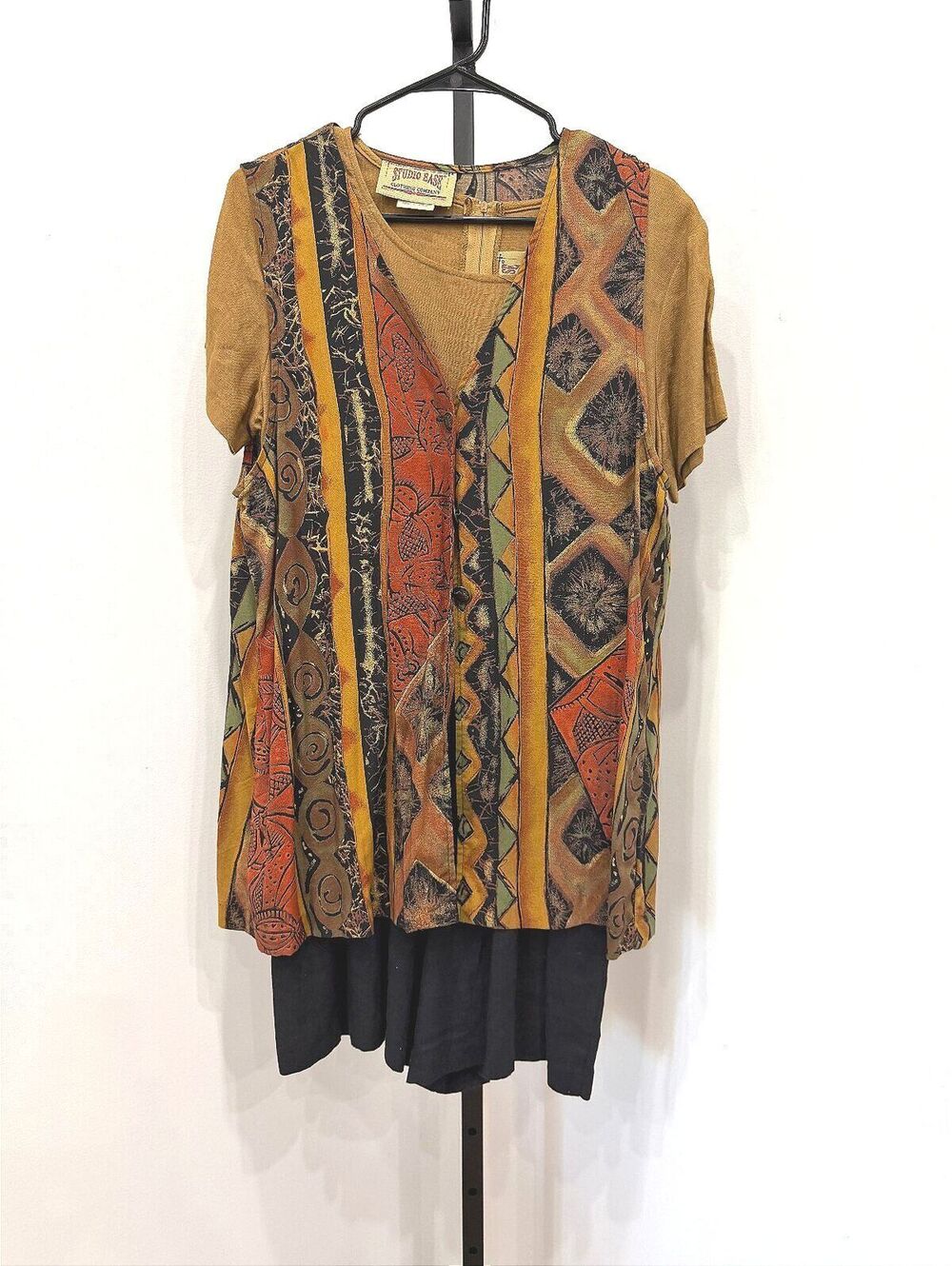 Vintage 80s 90s Studio Ease Vintage Rayon Short Sleeve Romper Set 14P